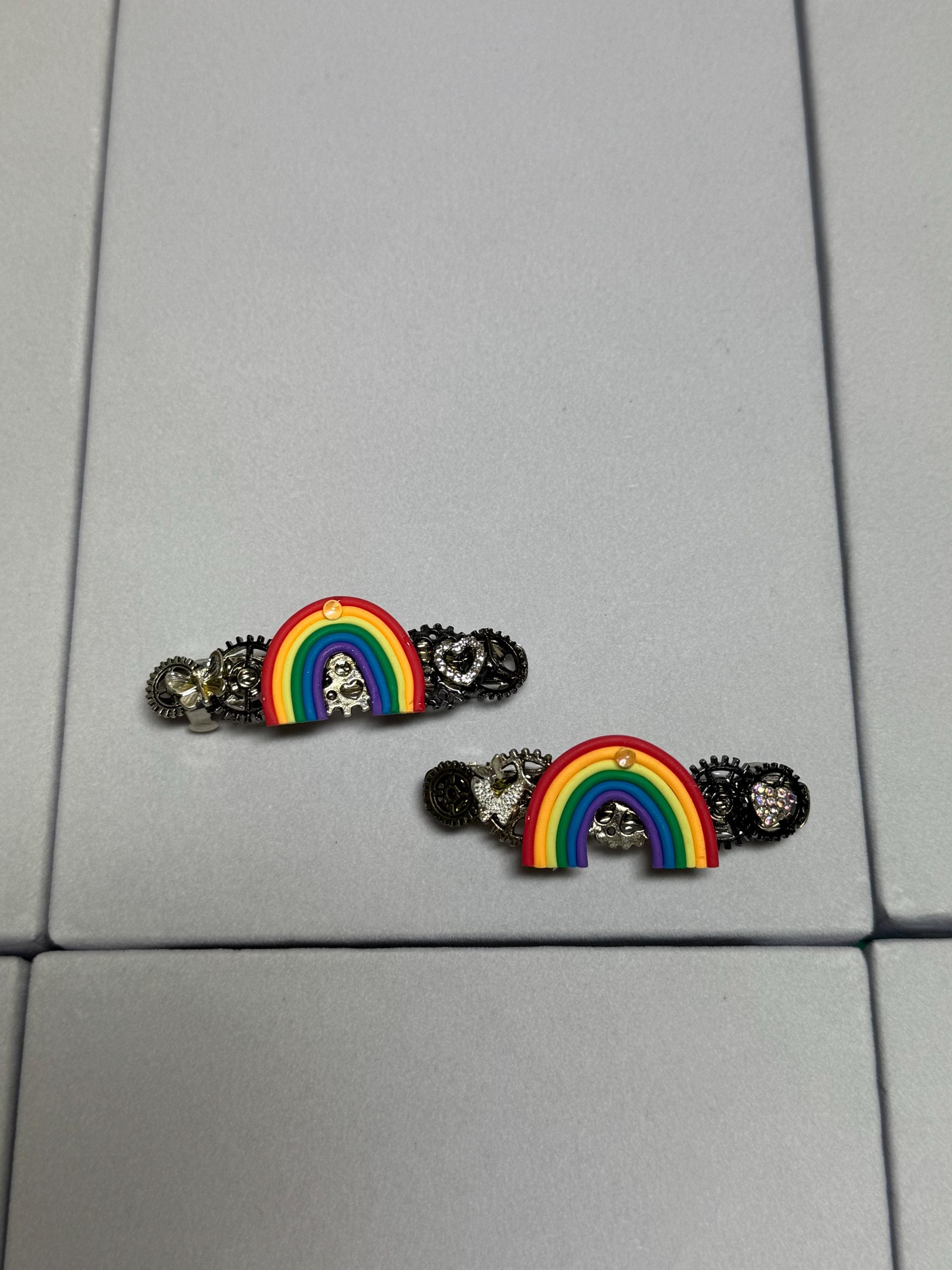 Rainbow set of Small Metal Barrettes