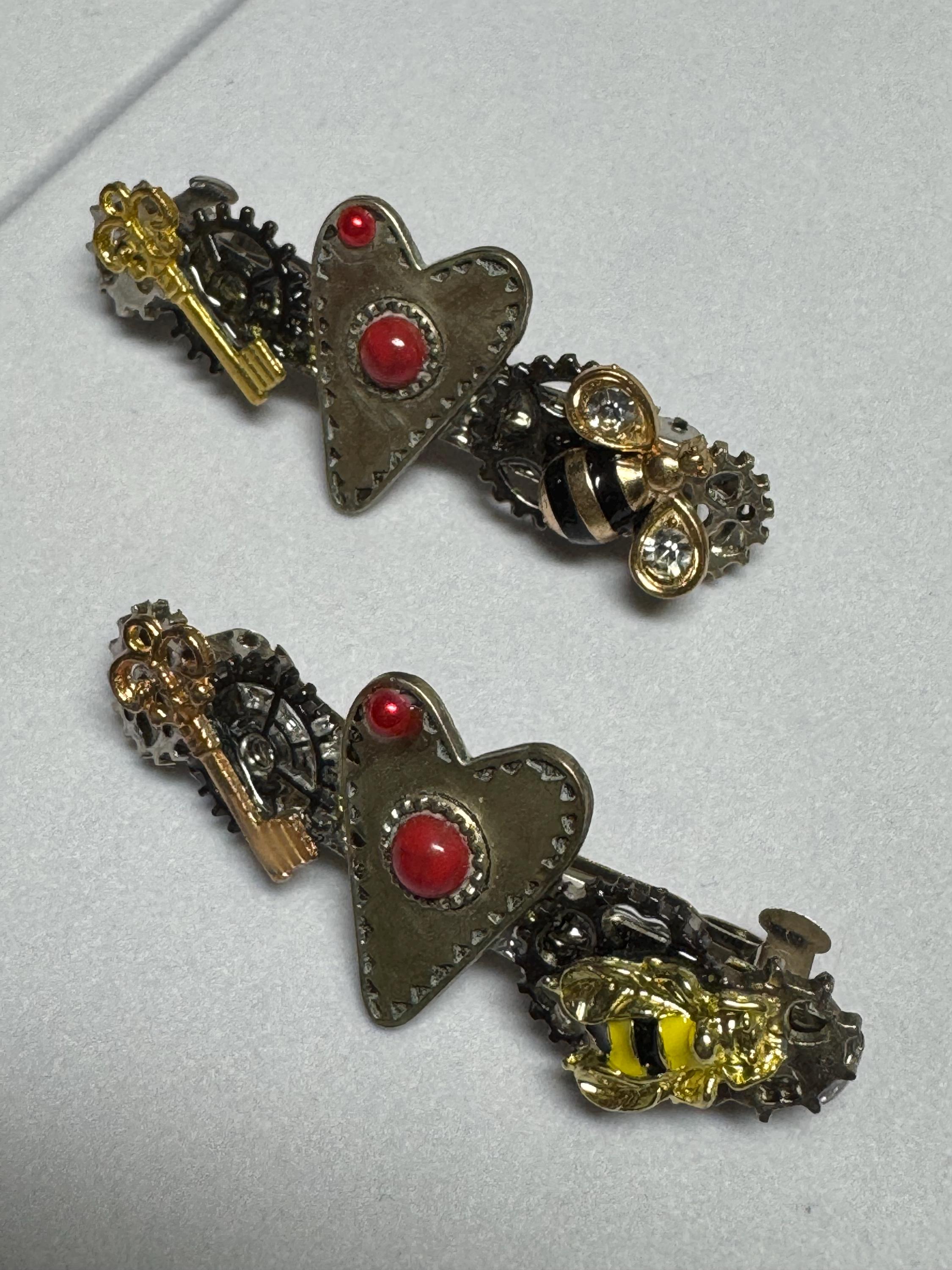 Set of Metal Heart Barrettes