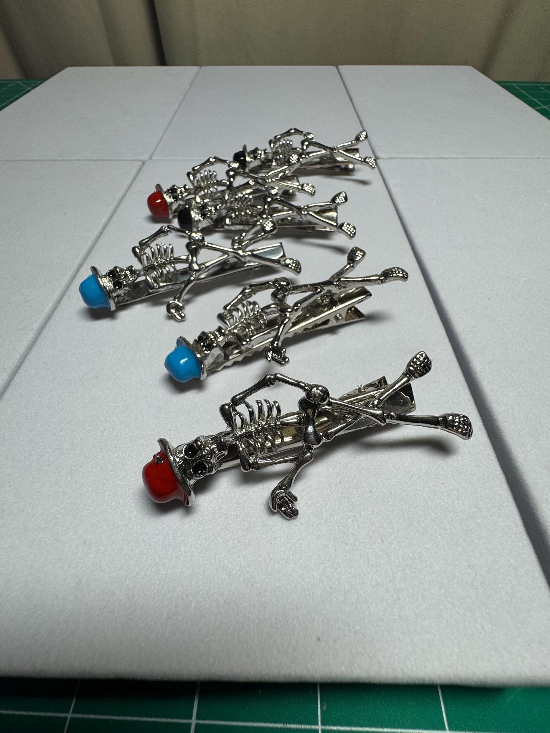 Skeleton with Top Hat Hair clip Barrette