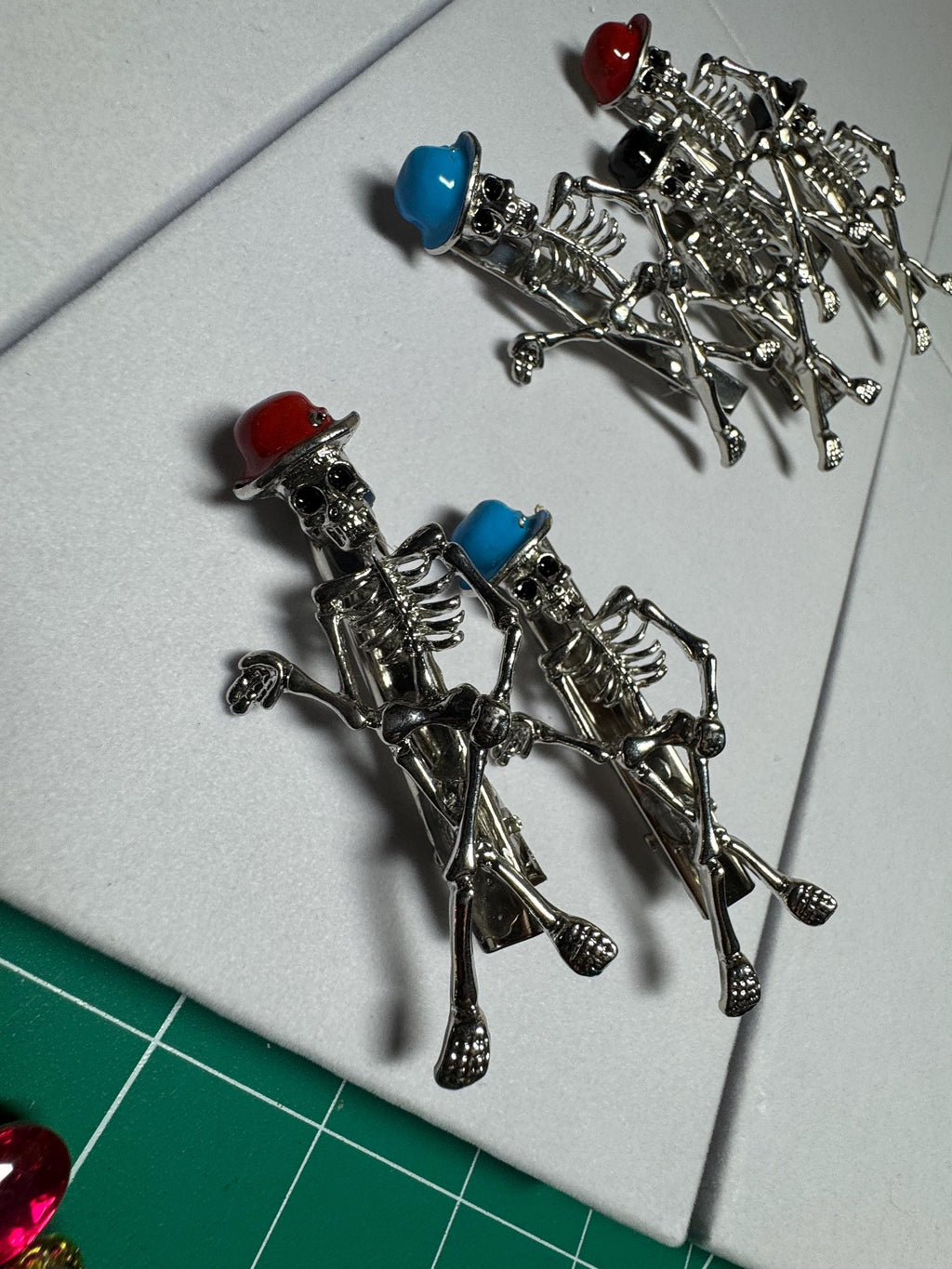 Skeleton with Top Hat Hair clip Barrette