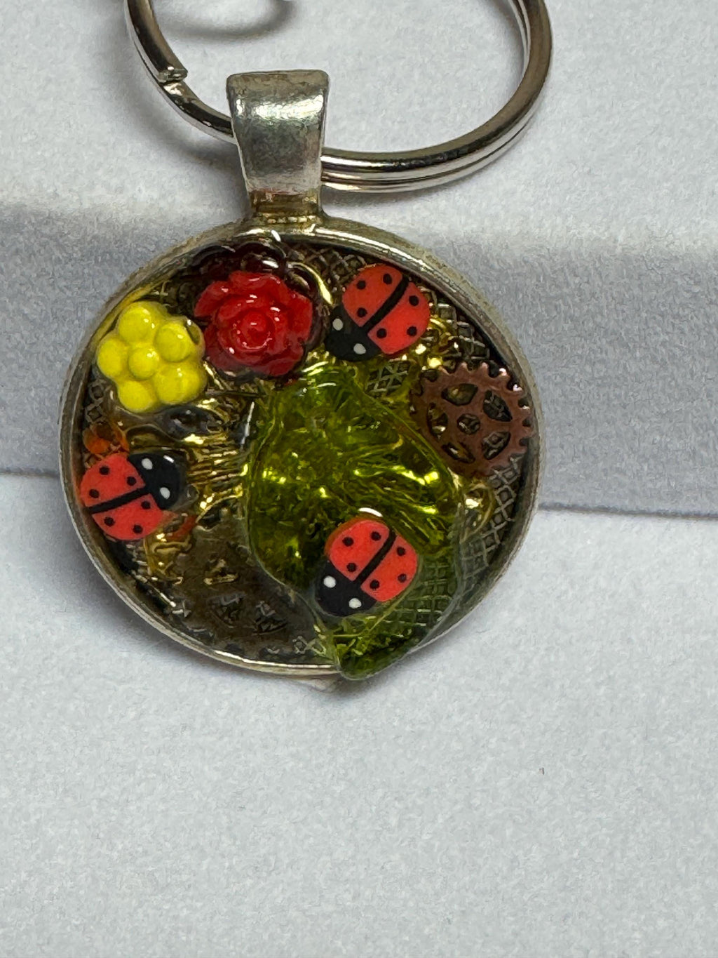 Round Small Ladybug Metal Keychain
