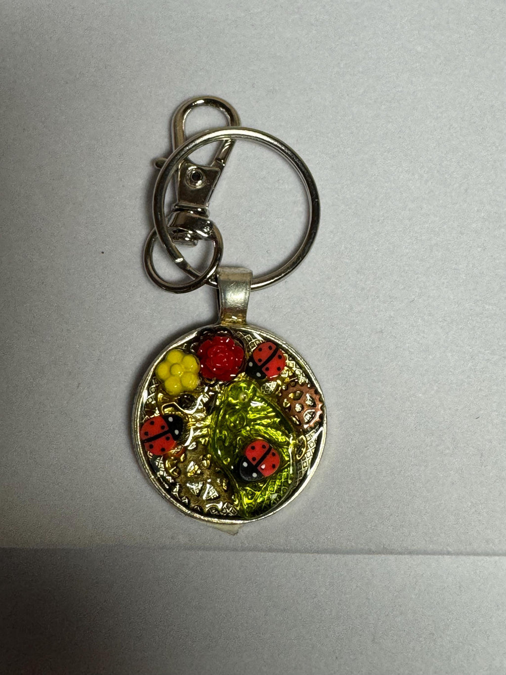 Round Small Ladybug Metal Keychain