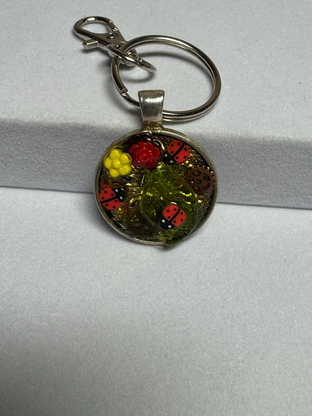Round Small Ladybug Metal Keychain