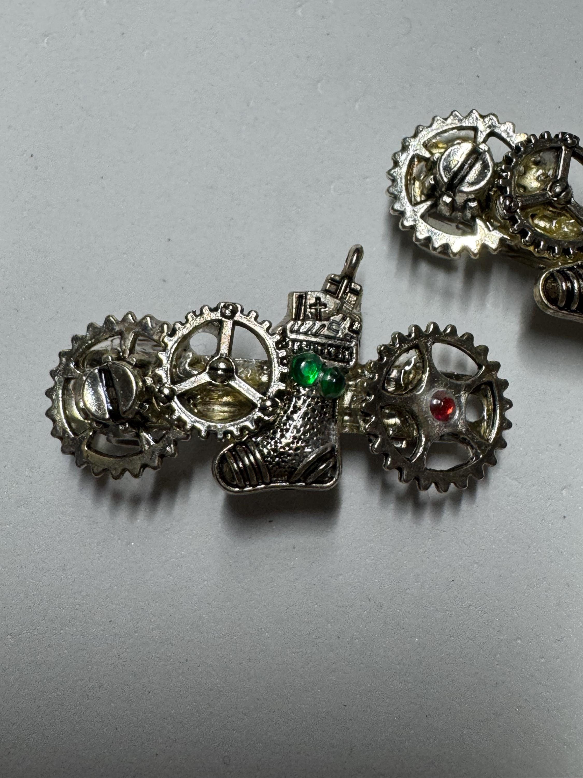 Christmas Stocking Steampunk Metal Barrette Sets