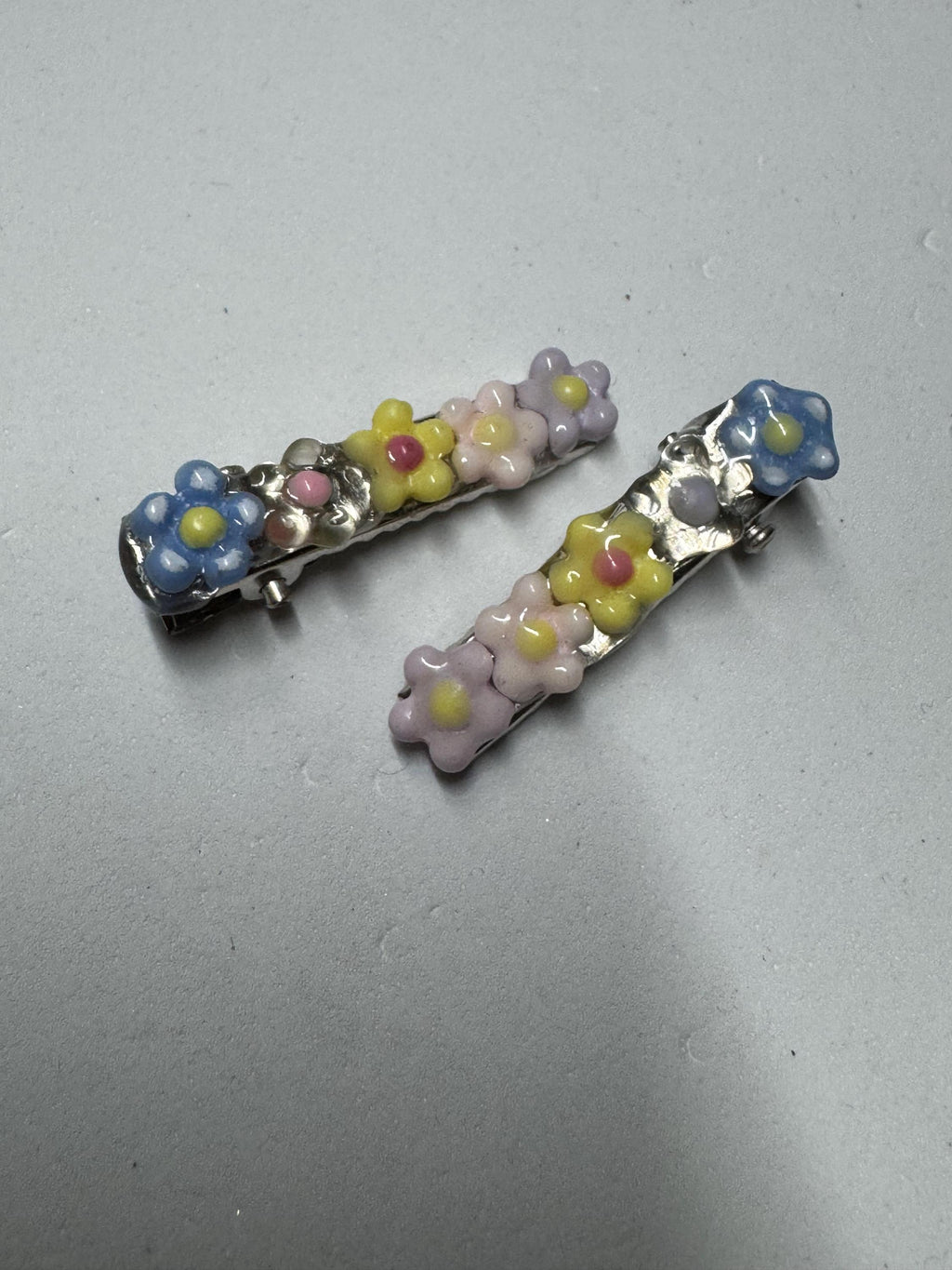 Flower and Resin Hair Clips