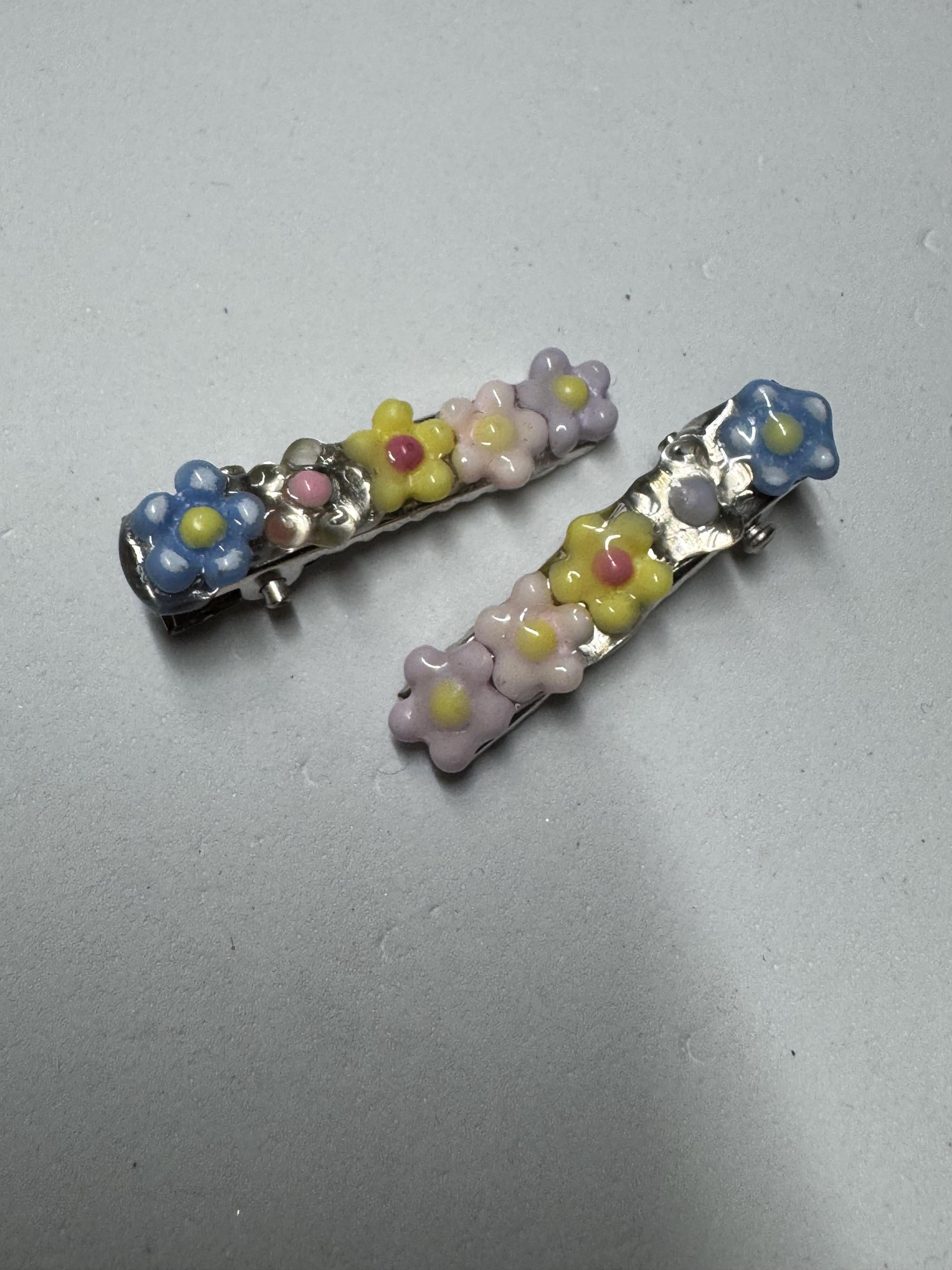 Flower and Resin Hair Clips
