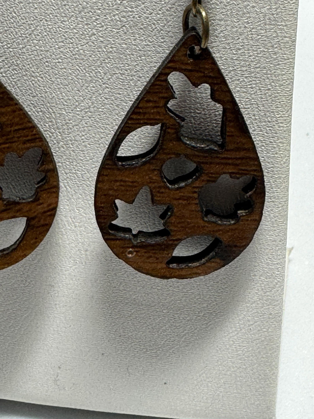 Fall Wooden Teardrop Earrings
