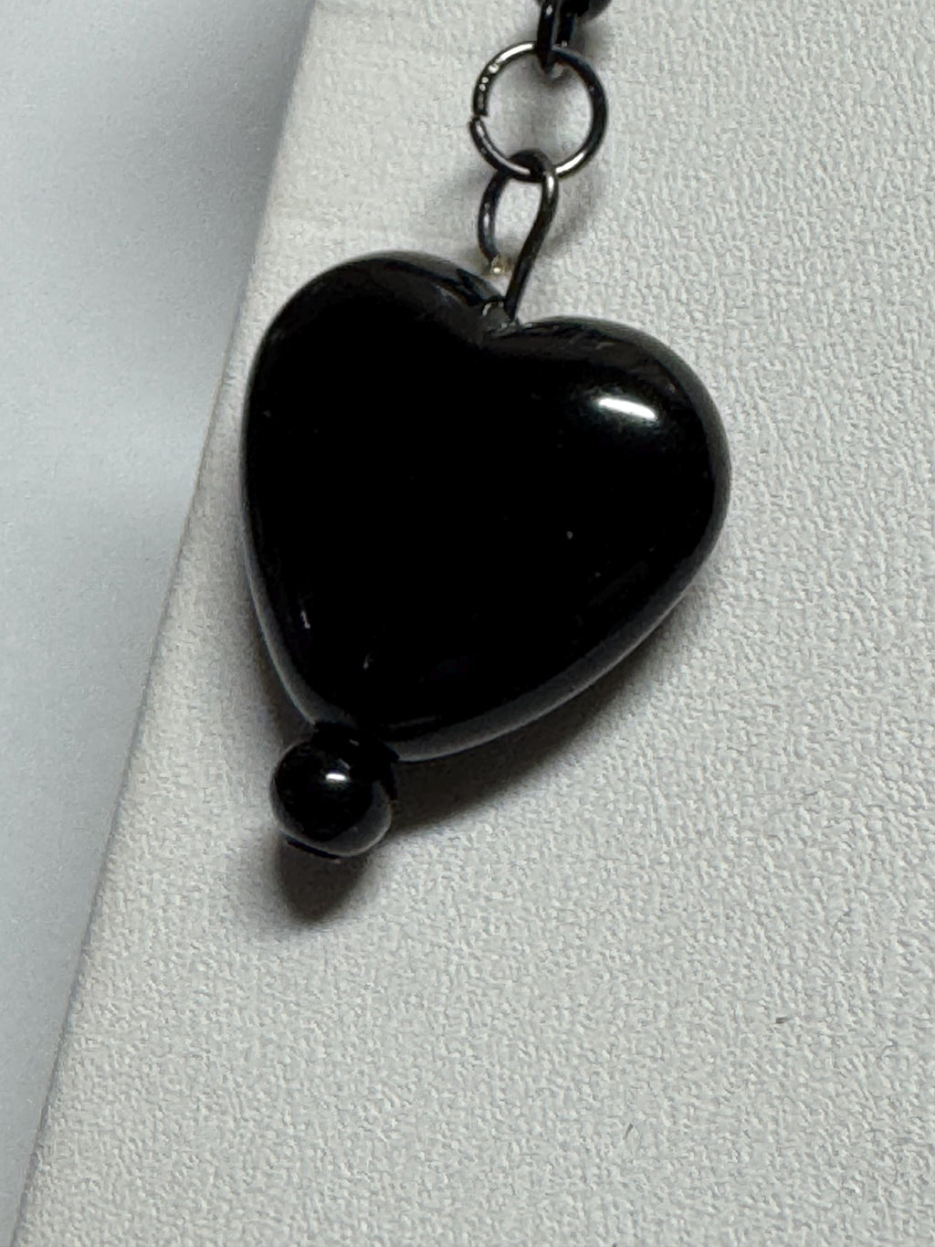 Heart Shaped Earrings, Red Silver and Black