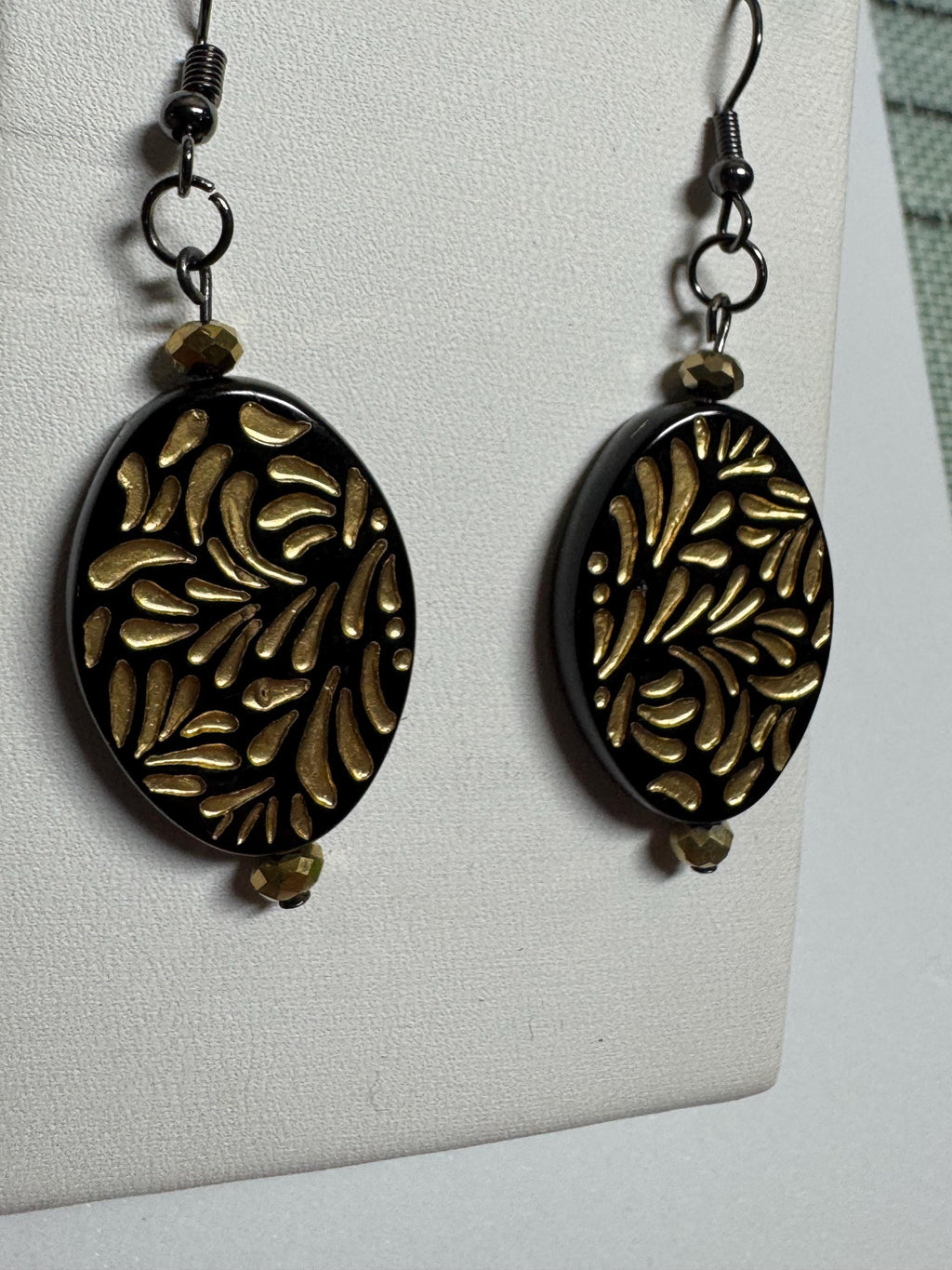 Oval Drop Earrings Abalone and Acrylic