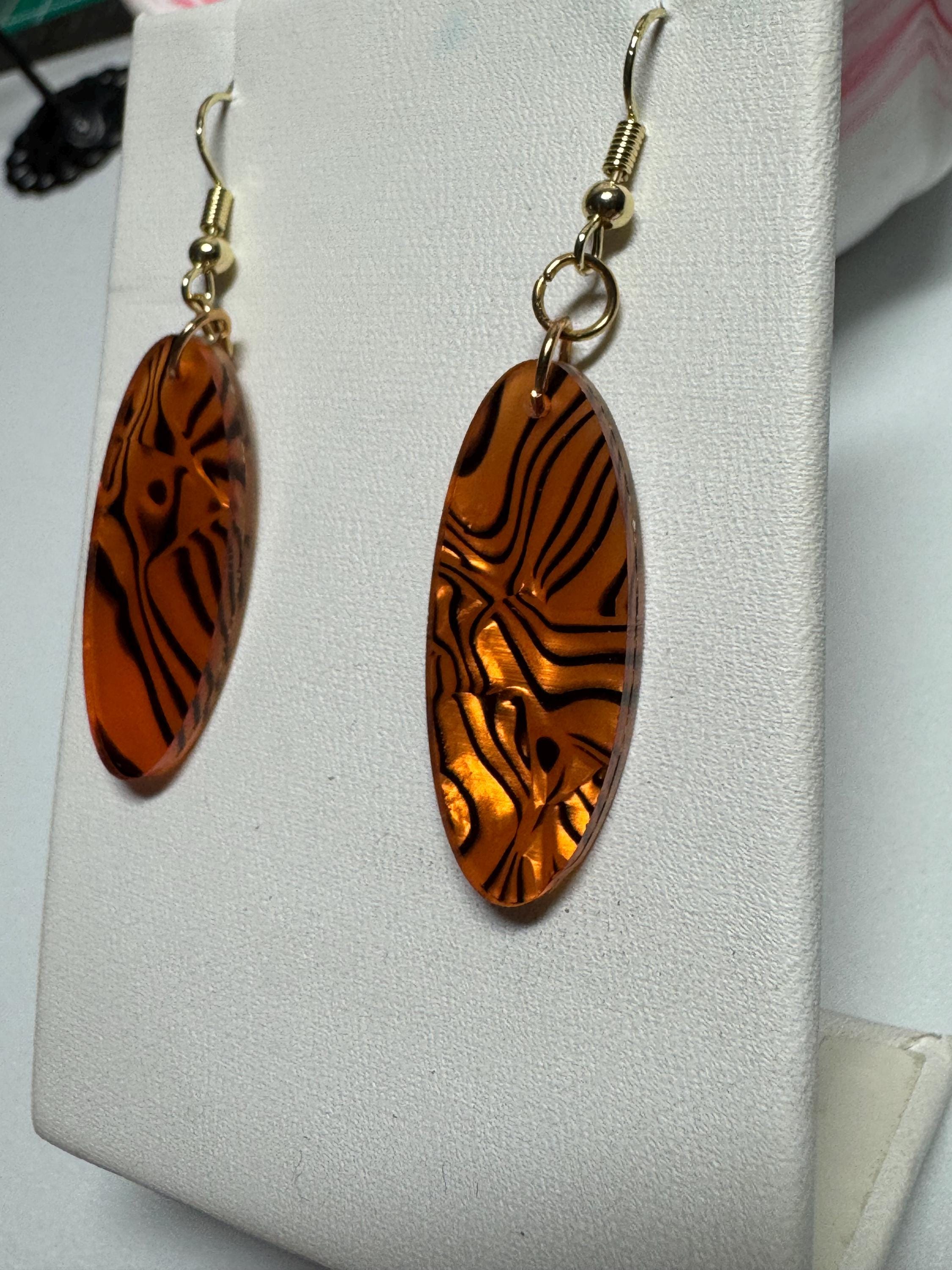 Oval Drop Earrings Abalone and Acrylic