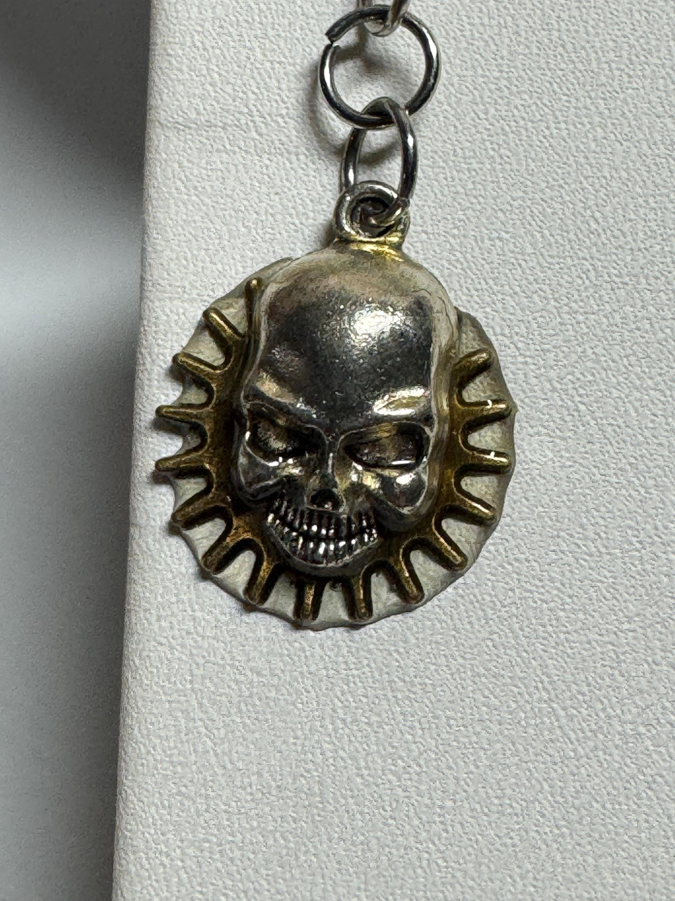 Metal Bat Earrings with Skeleton Key and Skull Earrings