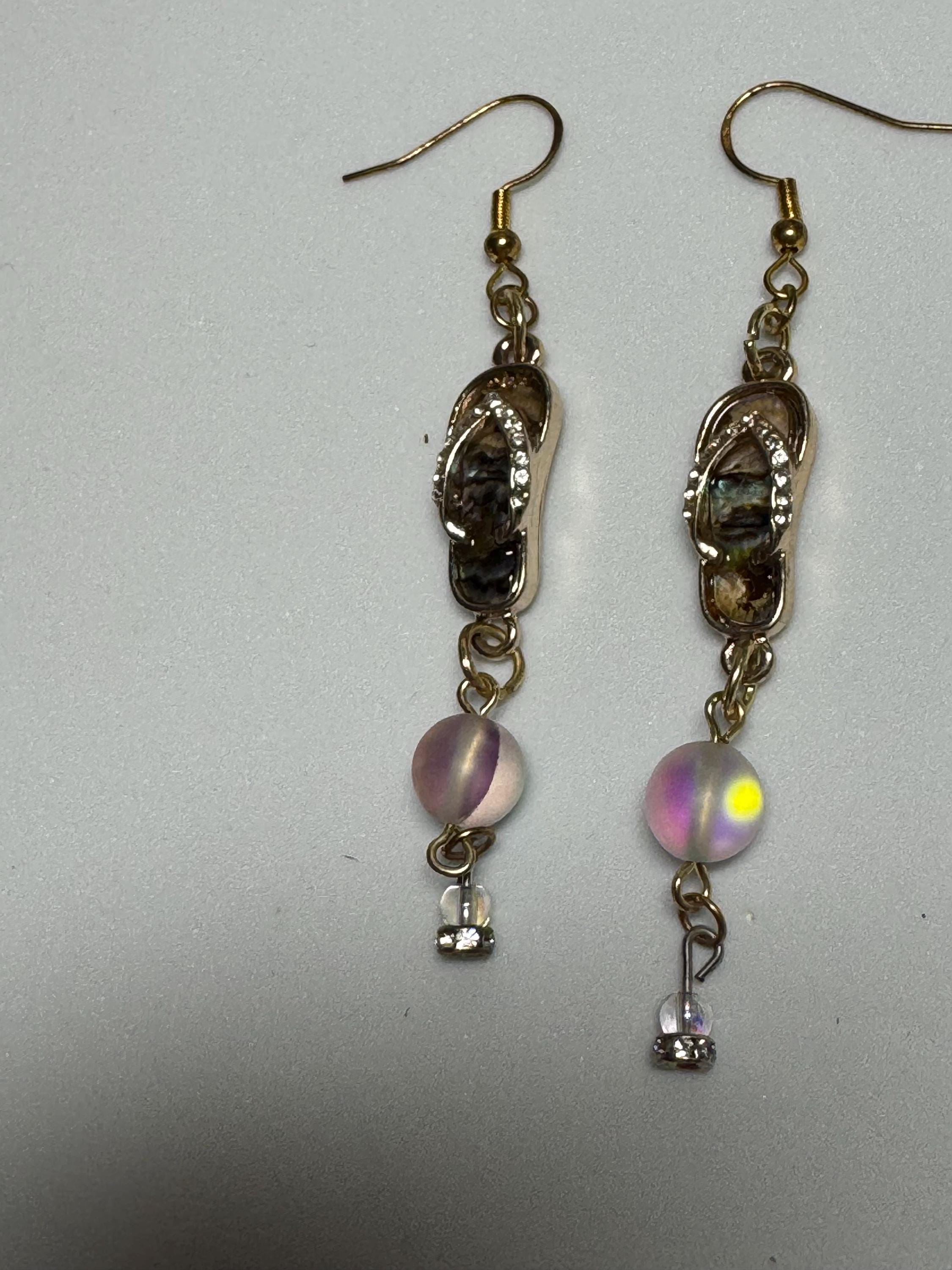 Beachy Dangle Sandle earrings with beads