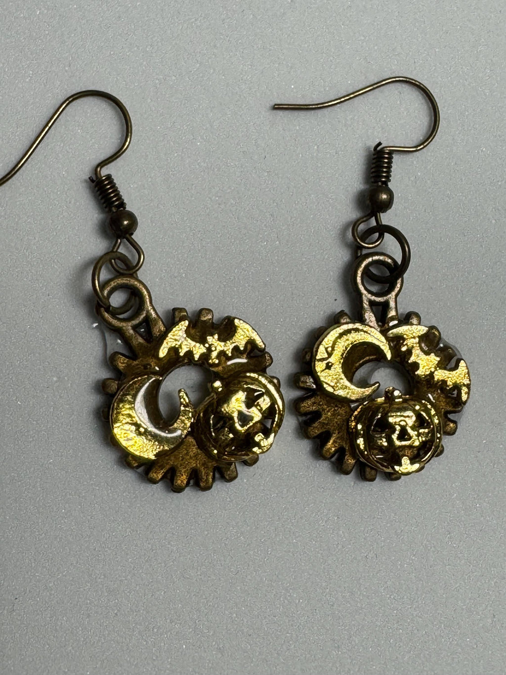 Halloween Steampunk Inspired Earrings Haunted House Jack-O-lantern