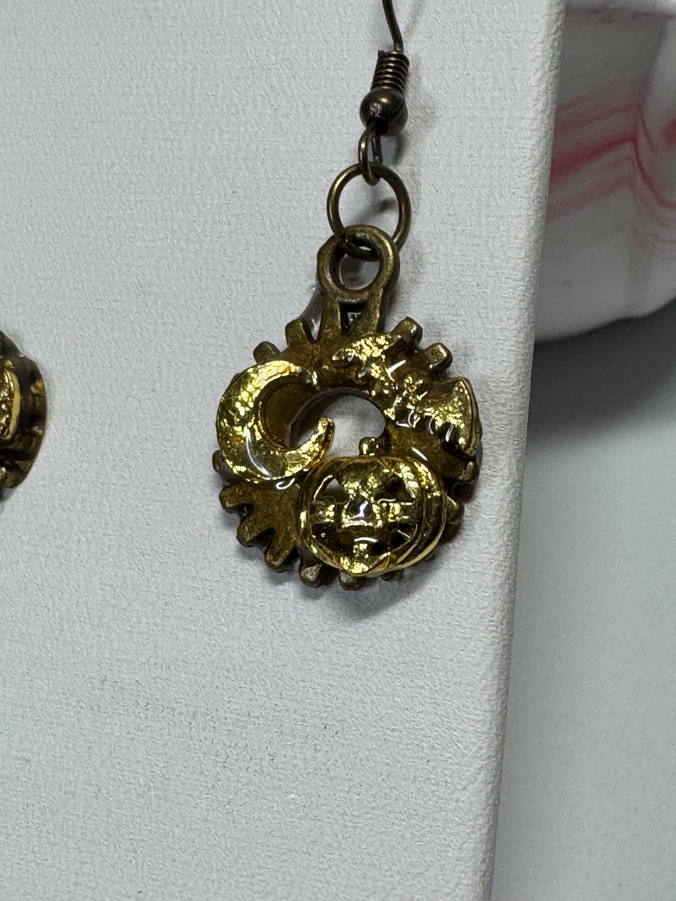 Halloween Steampunk Inspired Earrings Haunted House Jack-O-lantern