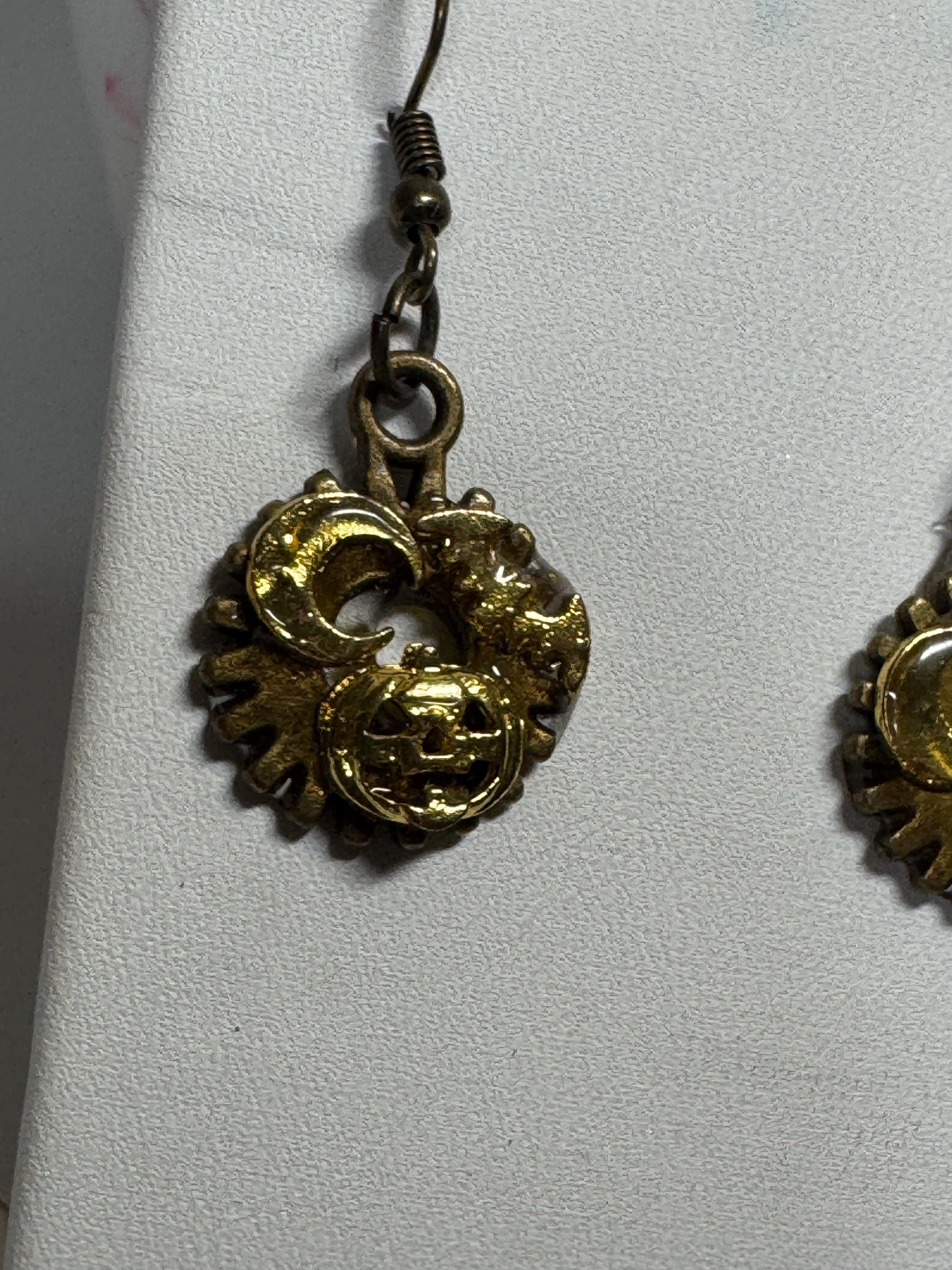 Halloween Steampunk Inspired Earrings Haunted House Jack-O-lantern