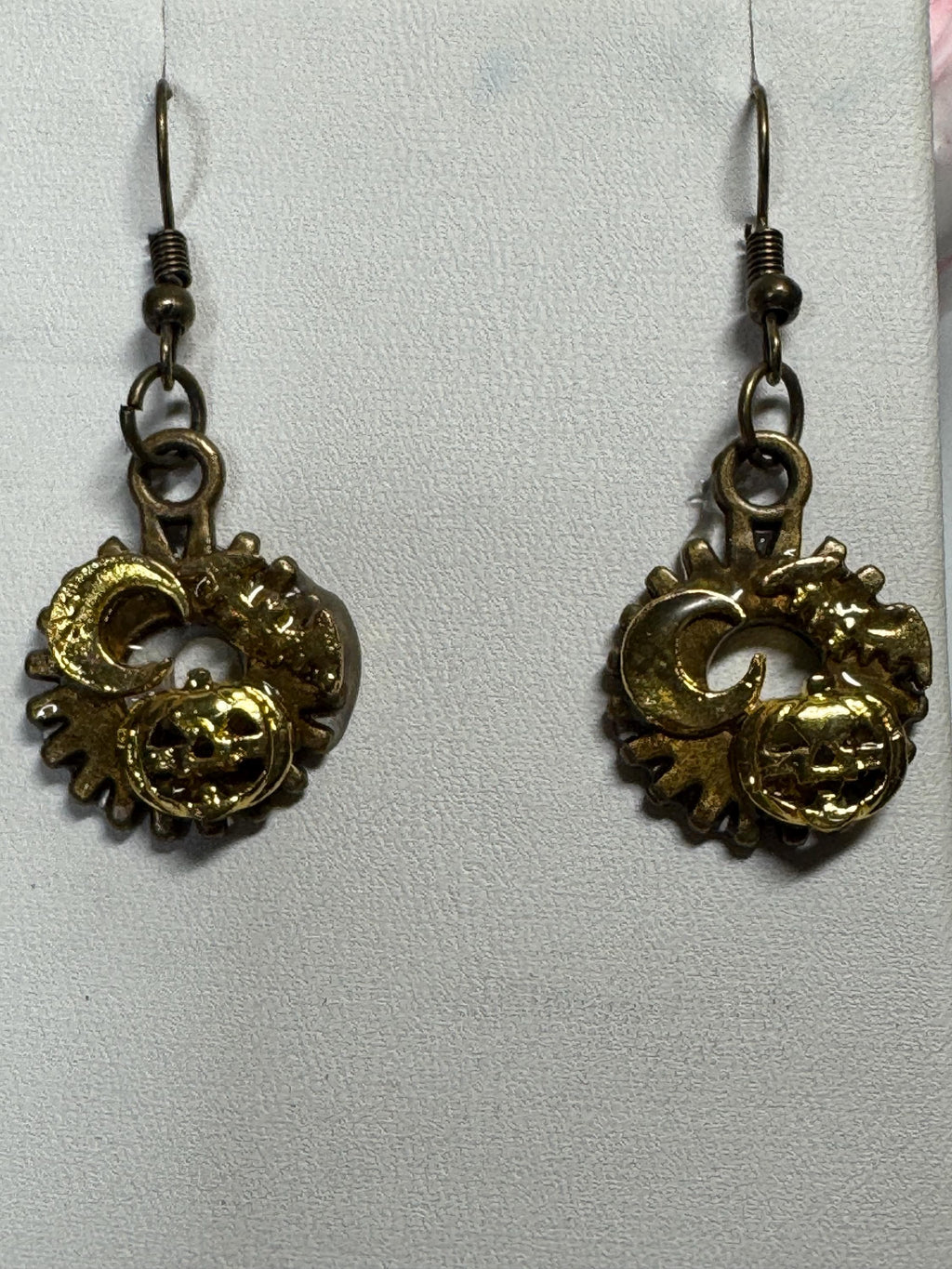 Halloween Steampunk Inspired Earrings Haunted House Jack-O-lantern