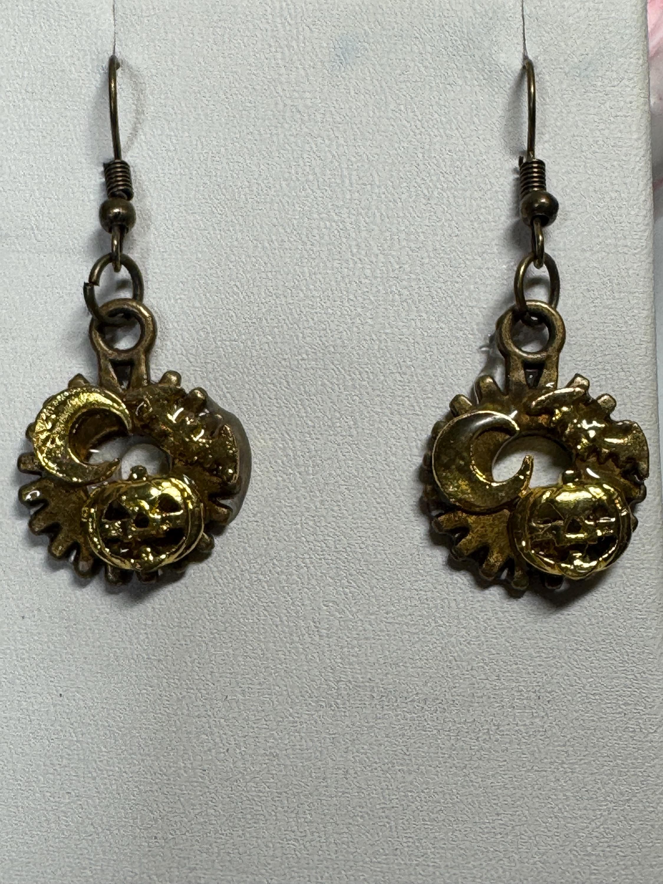 Halloween Steampunk Inspired Earrings Haunted House Jack-O-lantern