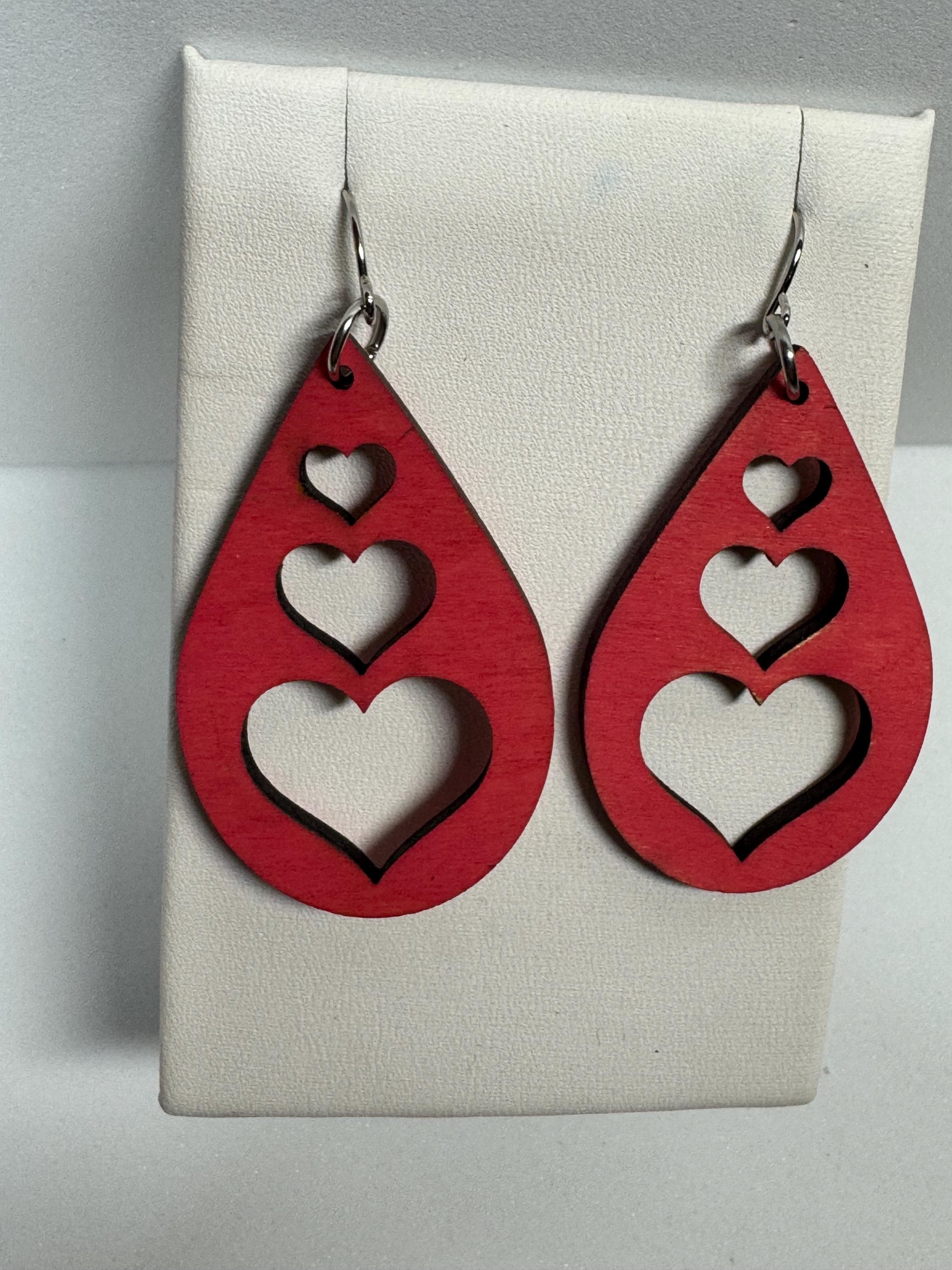 Wooden Heart Earrings