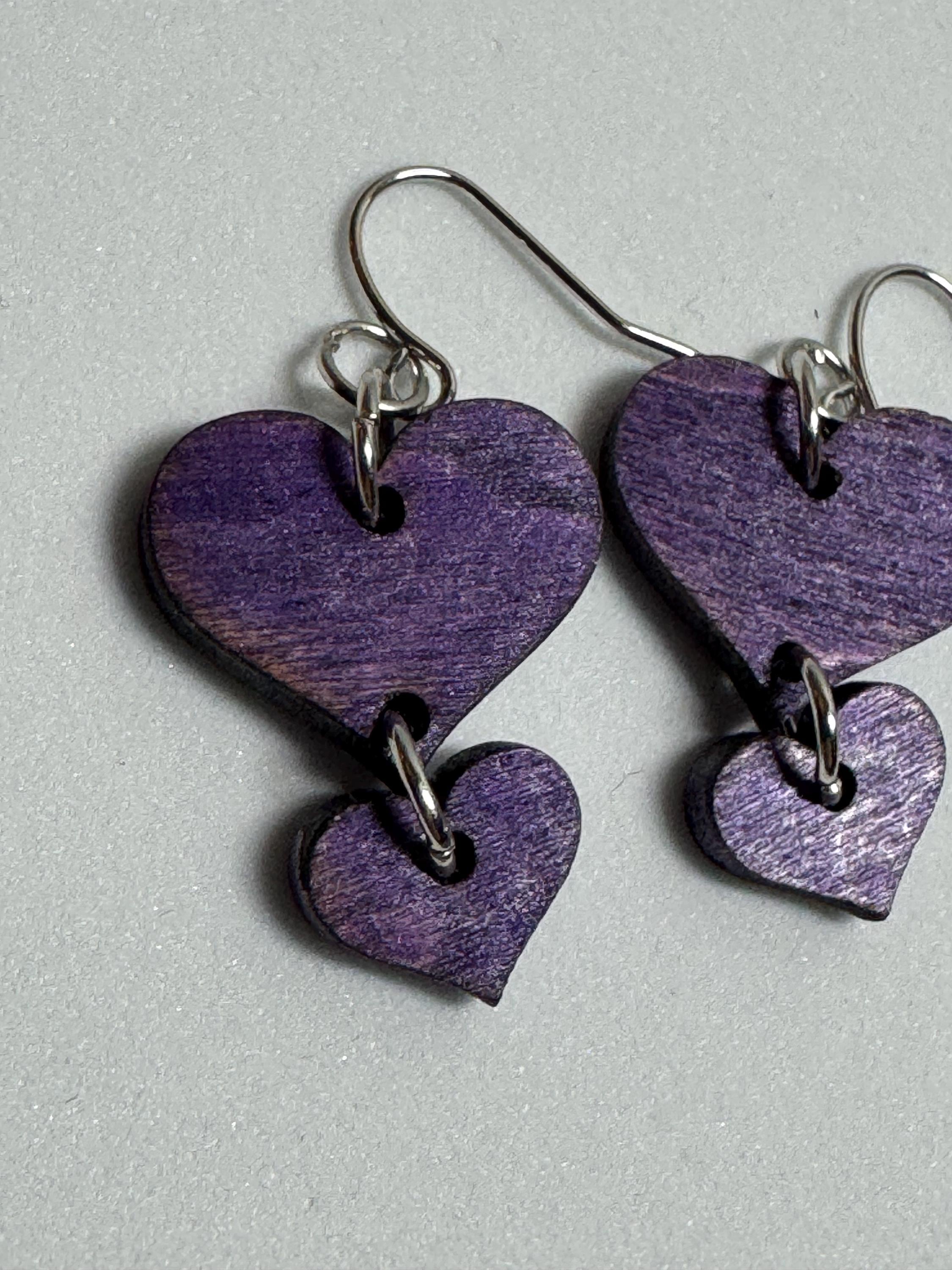 Wooden Heart Earrings