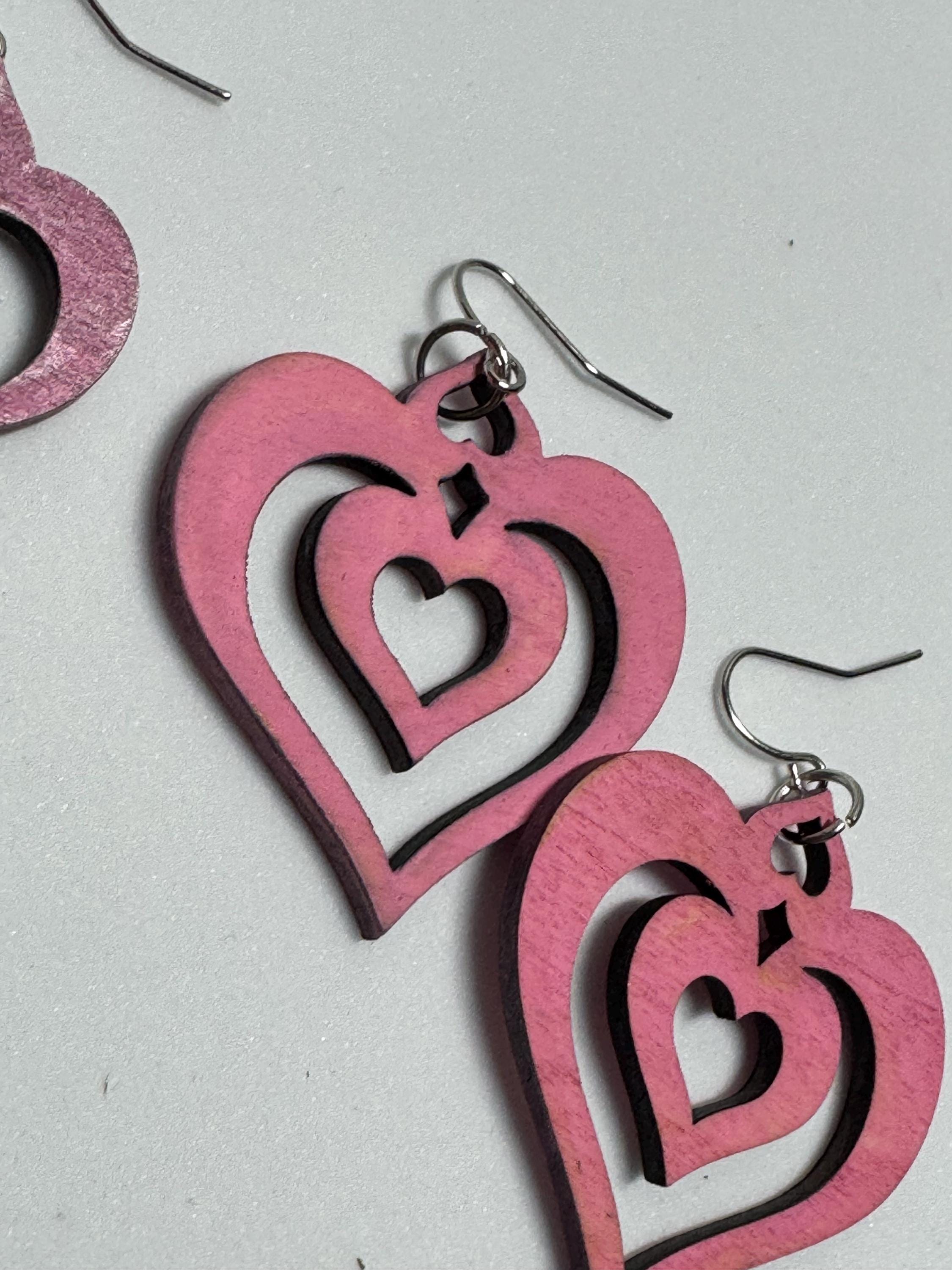 Wooden Heart Earrings