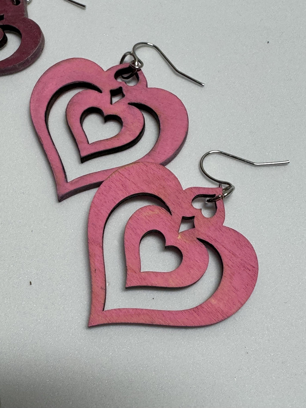 Wooden Heart Earrings