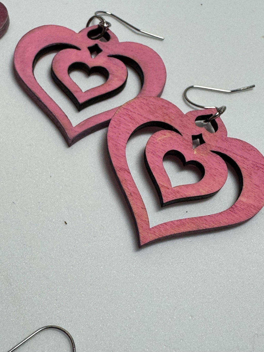 Wooden Heart Earrings