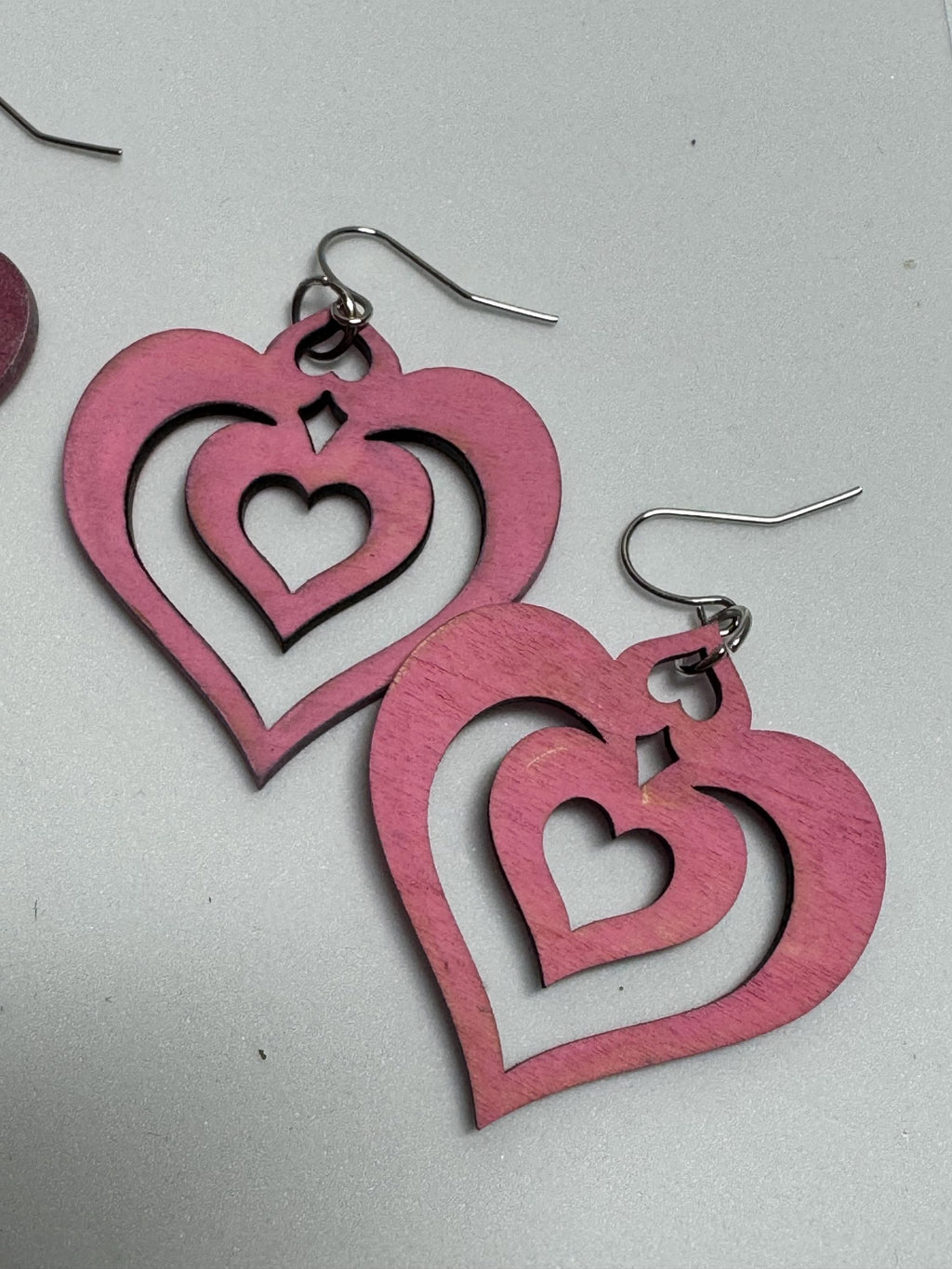 Wooden Heart Earrings