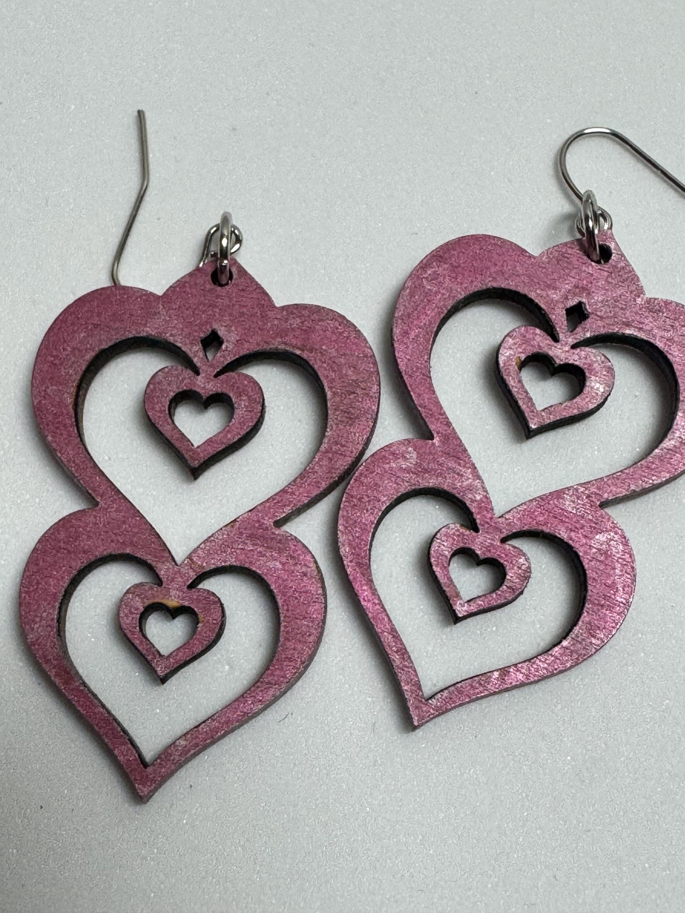Wooden Heart Earrings