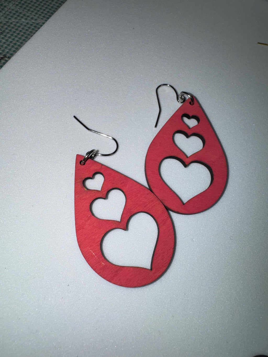 Wooden Heart Earrings