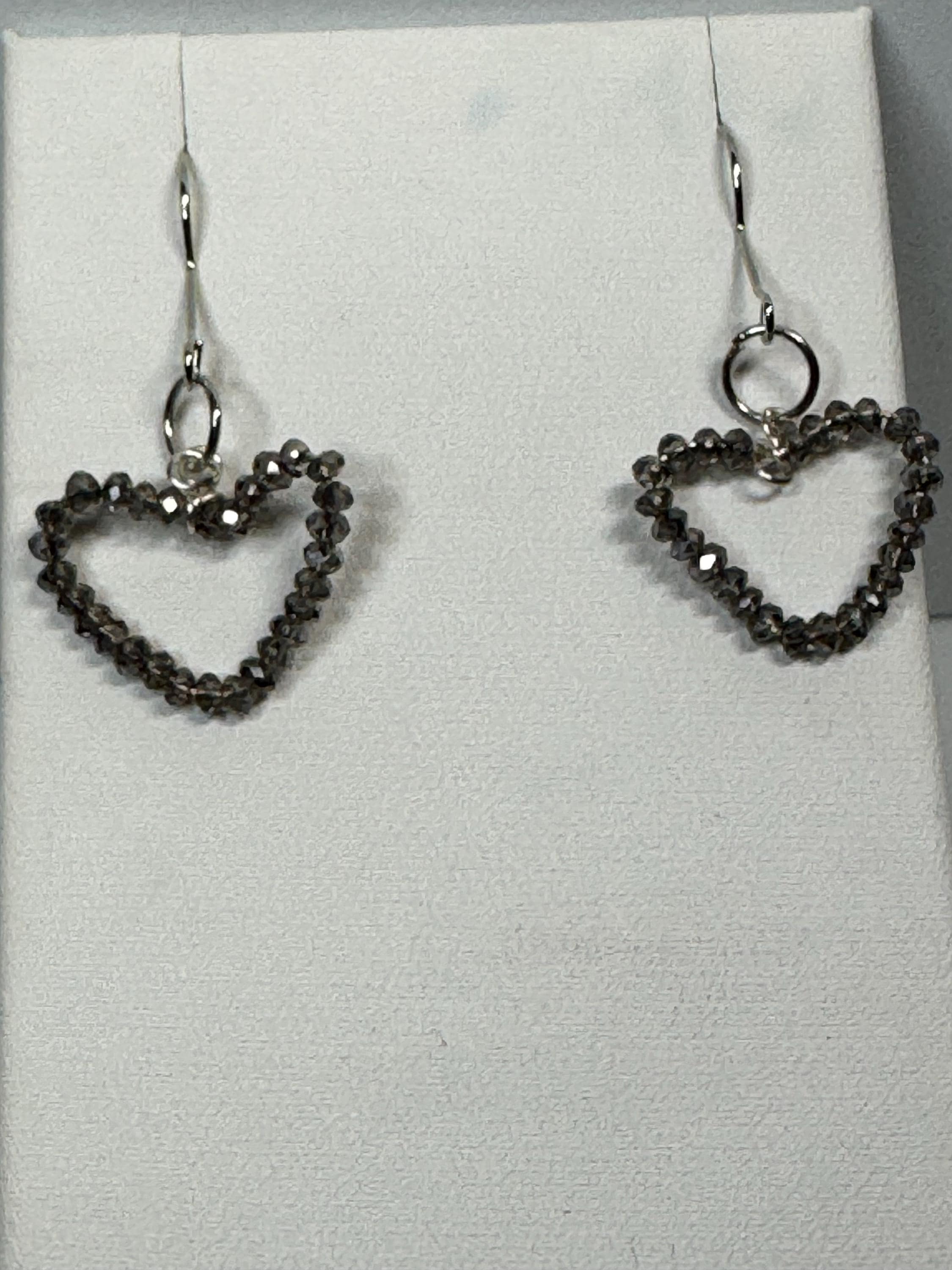 Wire Heart Earrings with Rhinestone Beads