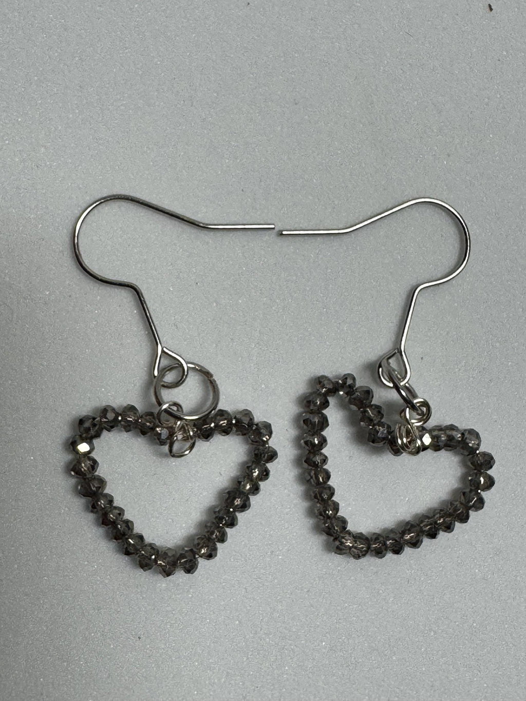 Wire Heart Earrings with Rhinestone Beads