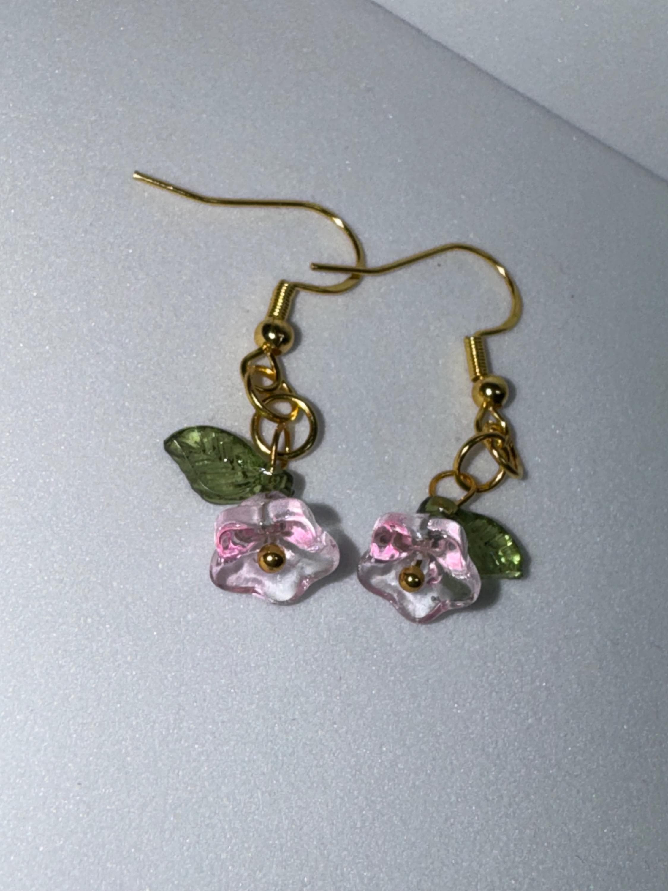 Beaded Flower Dangle Earrings