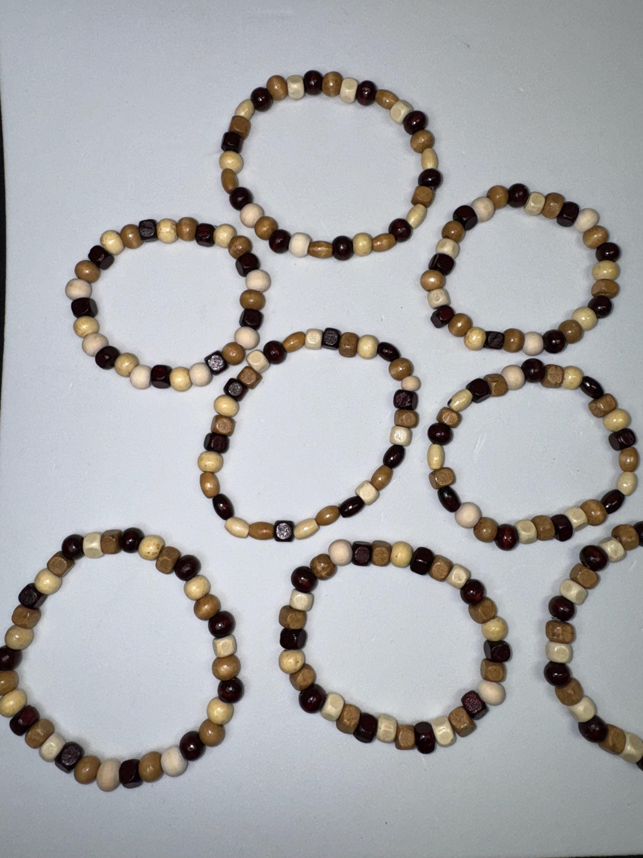 Wooden Beaded Bracelets Stretchy