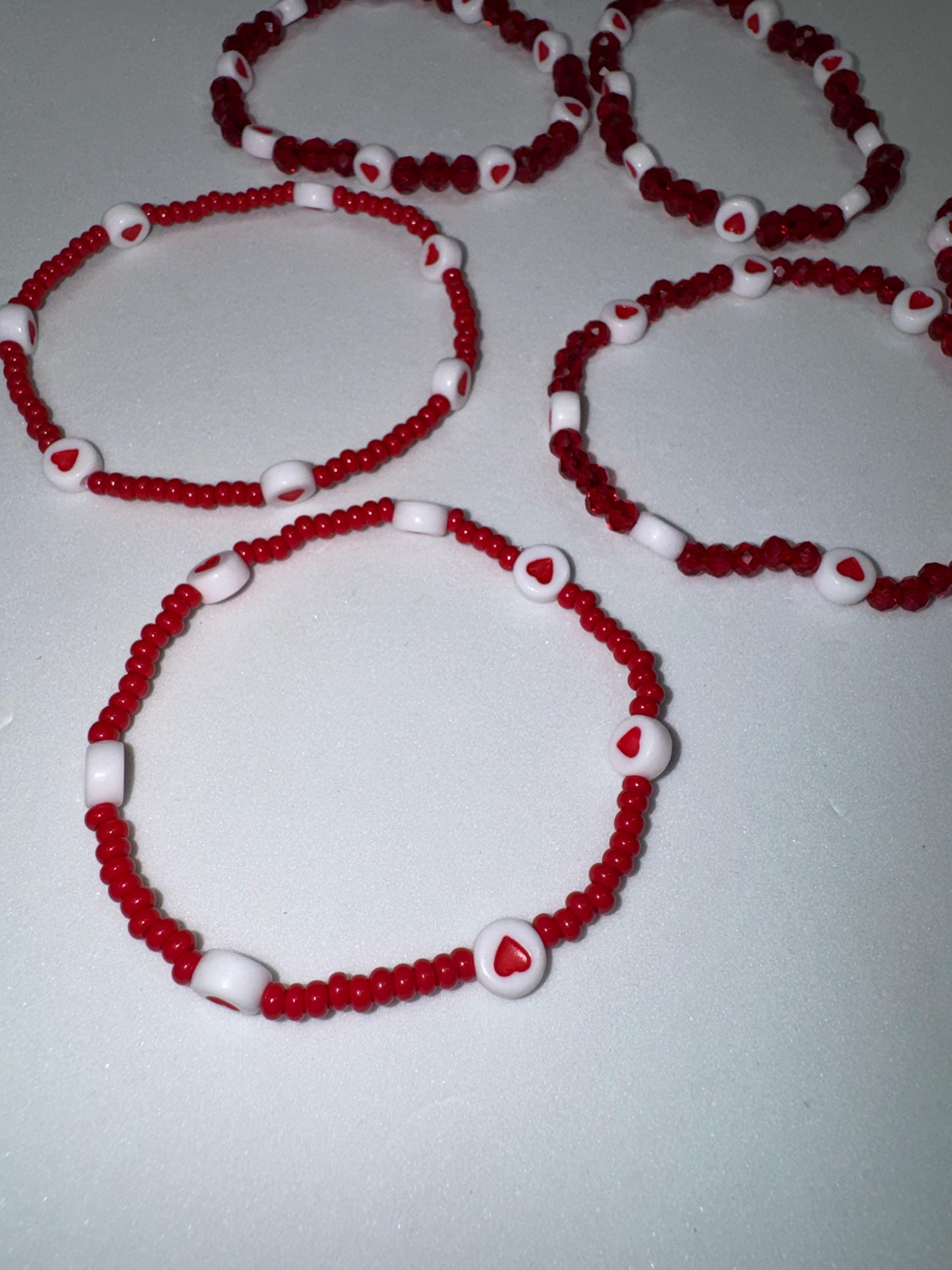 Heart Beaded Stretchy Bracelets