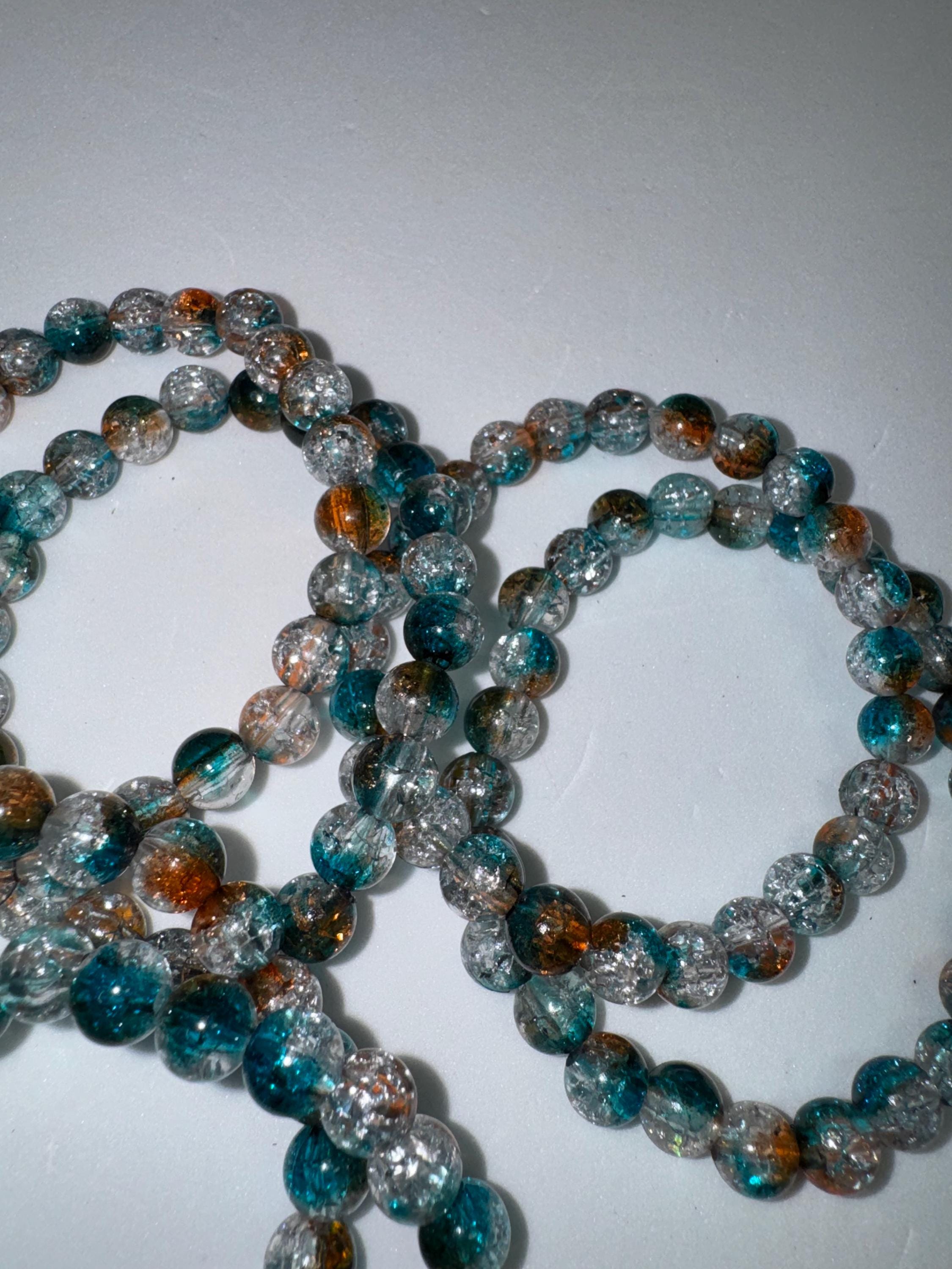 Ocean colored Glass Beaded Stretchy Bracelets