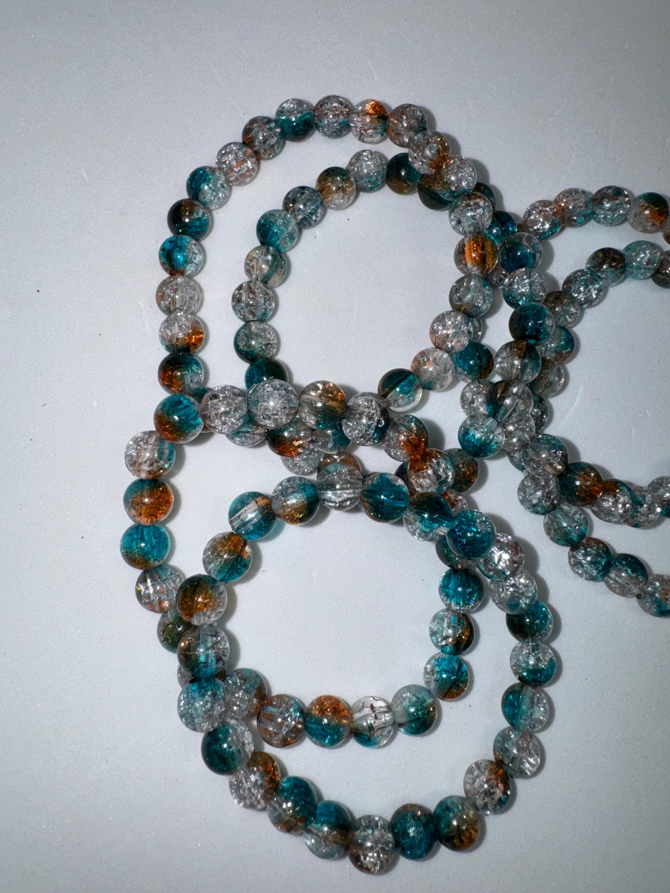 Ocean colored Glass Beaded Stretchy Bracelets