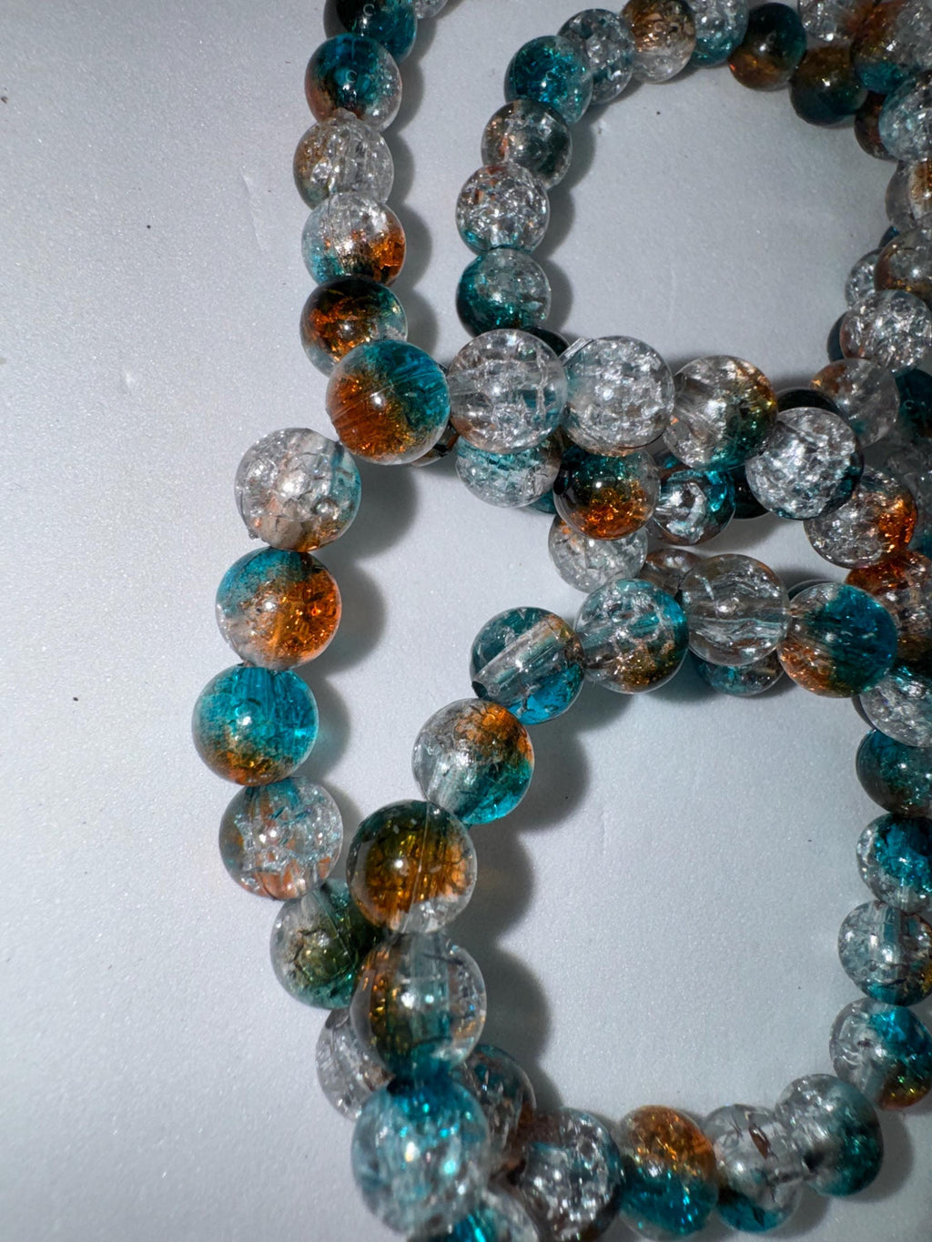 Ocean colored Glass Beaded Stretchy Bracelets