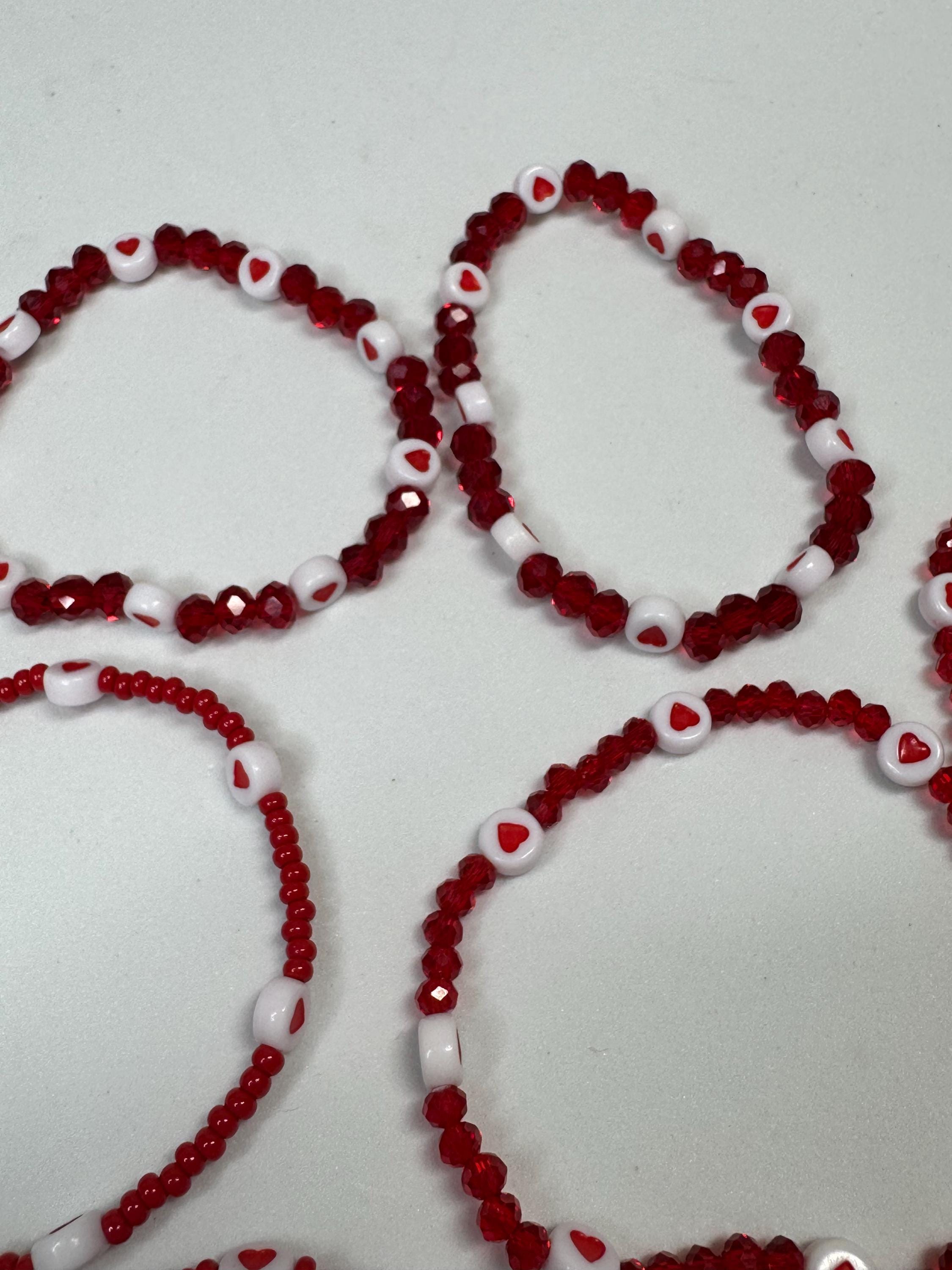 Heart Beaded Stretchy Bracelets