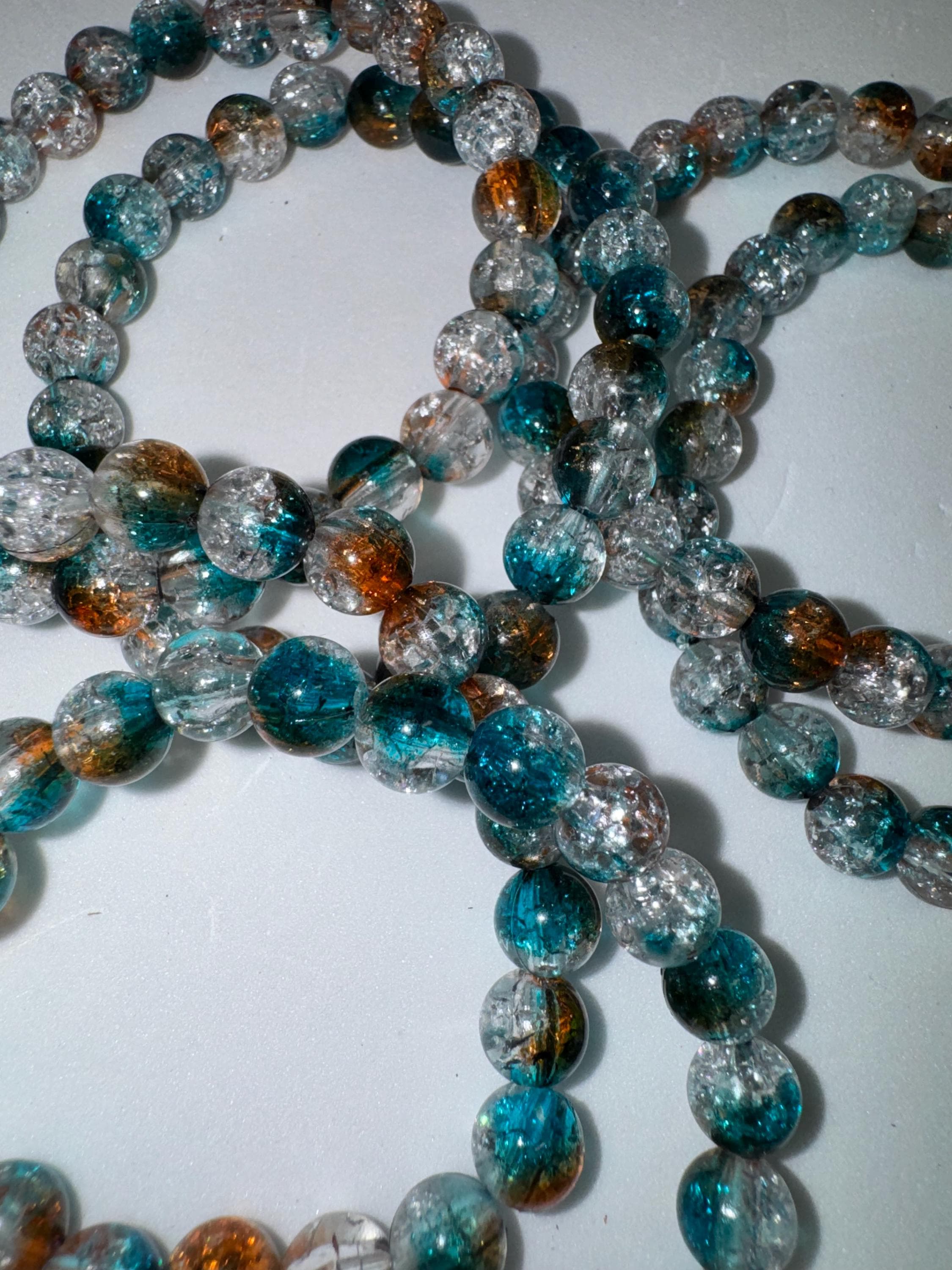 Ocean colored Glass Beaded Stretchy Bracelets