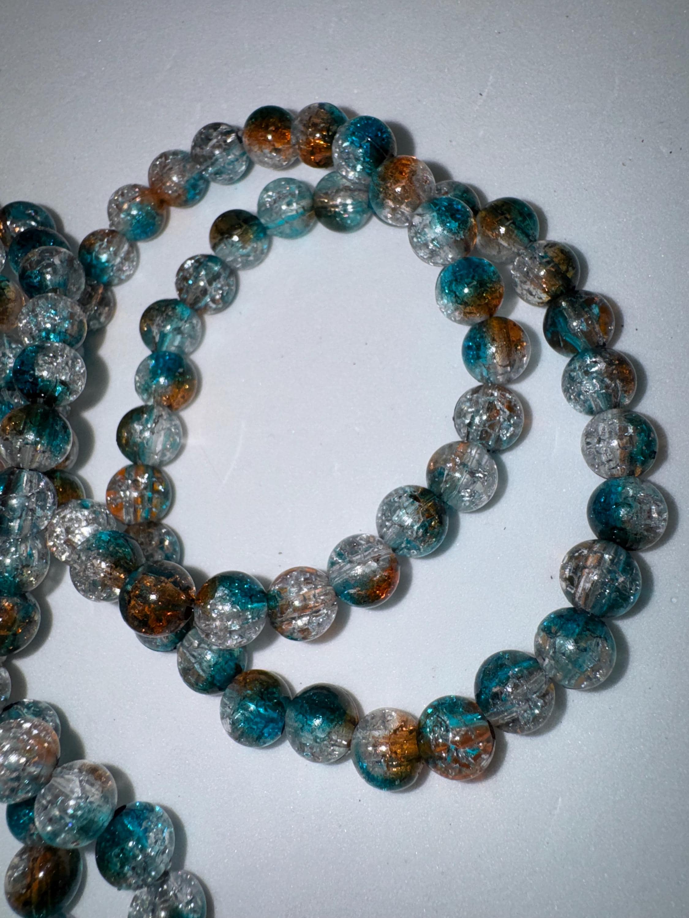 Ocean colored Glass Beaded Stretchy Bracelets