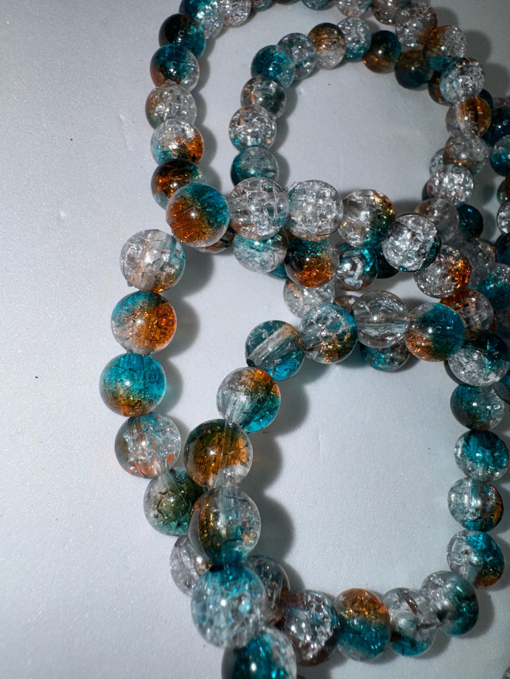Ocean colored Glass Beaded Stretchy Bracelets