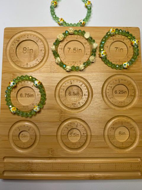 Sunflower or Rose and Green Beaded Stretchy Bracelets