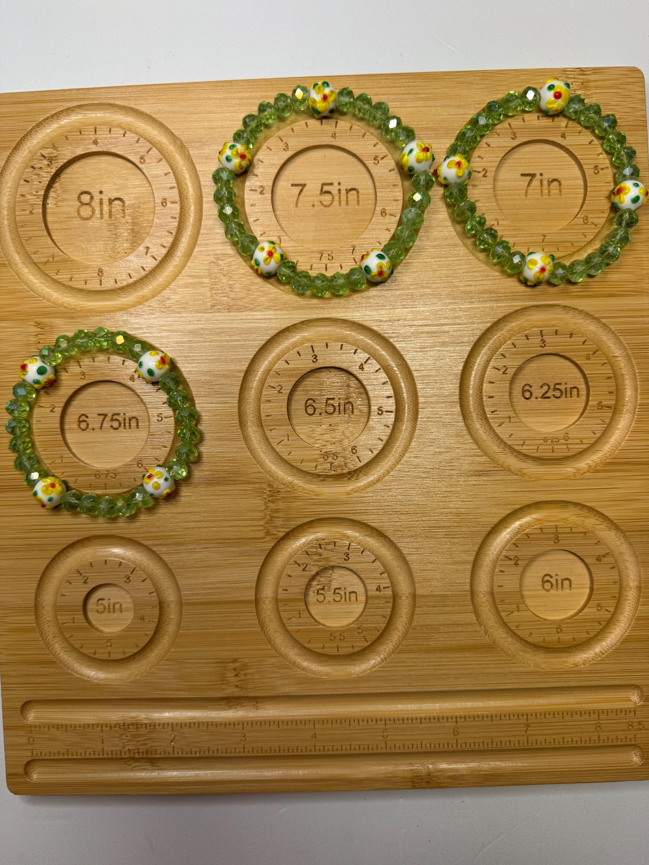 Sunflower or Rose and Green Beaded Stretchy Bracelets